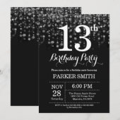 Invitation 13e anniversaire Parties scintillant d' (Devant / Derrière)