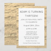 Invitation 13e anniversaire personnalisé Nom d'âge Eau simple (Devant / Derrière)