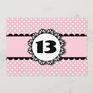Invitation 13e anniversaire Pink Pois Scallops V01N