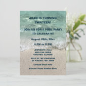 Invitation 13e anniversaire Piscine Plage Nage d'eau Fête sur (Debout devant)