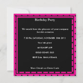 Invitation 13e anniversaire Polka Dot Hot rose noir blanc (Dos)