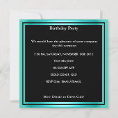 Invitation 13e anniversaire Polka point Turquoise bleu noir b (Dos)
