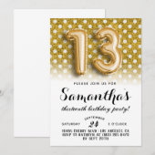 Invitation 13e anniversaire Polkadot Parties scintillant Invi (Devant / Derrière)