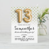 Invitation 13e anniversaire Polkadot Parties scintillant Invi (Debout devant)