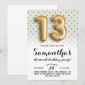 Invitation 13e anniversaire Polkadot Parties scintillant Invi (Devant / Derrière)