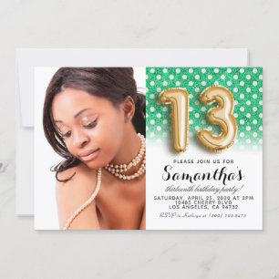 Invitation 13e anniversaire Polkadot Parties scintillant Port