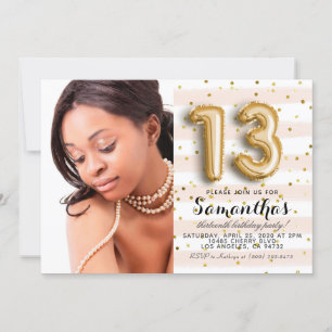 Invitation 13e anniversaire Portrait rayé