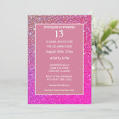 Invitation 13e anniversaire Rose Rose Parties scintillant or (Debout devant)