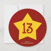 Invitation 13e Anniversaire Rouge Cercle Gold Stars V03D3 (Dos)