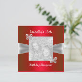 Invitation 13e anniversaire Sleepover Papillon photo Rouge (Debout devant)