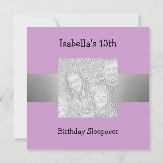 Invitation 13e anniversaire Sleepover Silver Purple Photo (Devant)