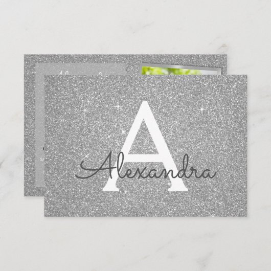 Invitation 13e anniversaire Sparkle luxe Silver Photo (Devant / Derrière)