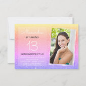 Invitation 13e anniversaire Sparkle Rainbow Photo (Dos)