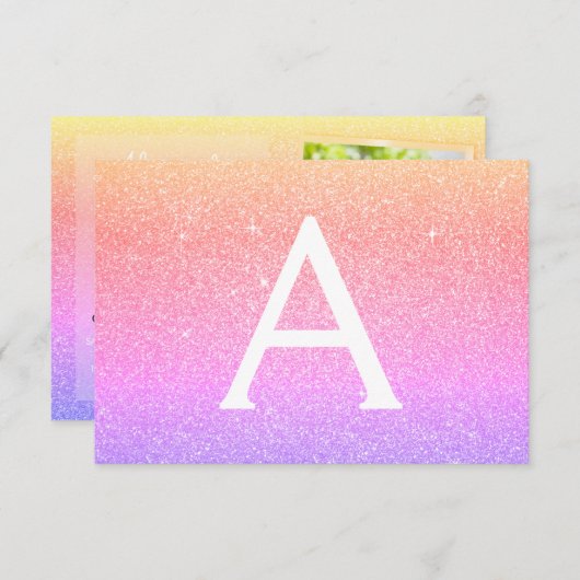 Invitation 13e anniversaire Sparkle Rainbow Photo (Devant / Derrière)