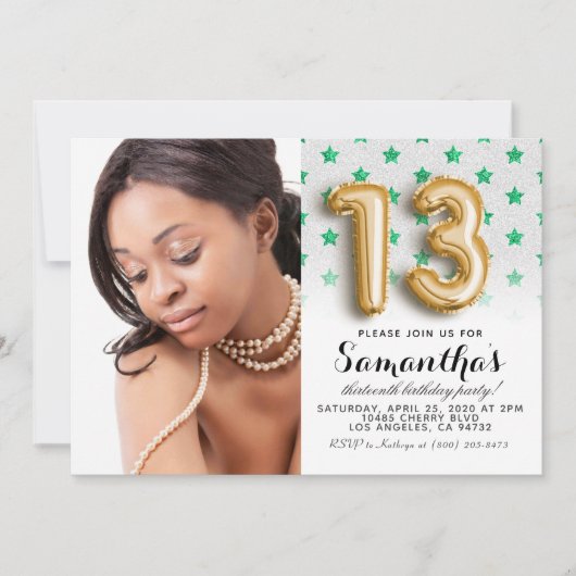 Invitation 13e anniversaire Star Parties scintillant Portrait (Devant)