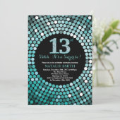 Invitation 13e anniversaire surprise Parties scintillant noir (Debout devant)