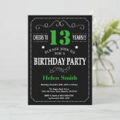 Invitation 13e anniversaire Tableau noir et vert (Debout devant)