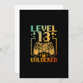 Invitation 13e Birthday Boy Level 13 Unlocked 13 Year Old Vi (Devant / Derrière)