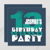 Invitation 13e fête d'anniversaire 13 ans Grunge Z13A (Devant / Derrière)