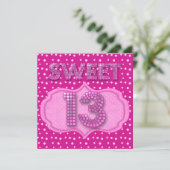 Invitation 13e fête d'anniversaire douce 13 ans points noirs (Debout devant)
