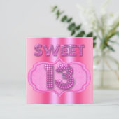 Invitation 13e fête d'anniversaire douce 13 ans points roses (Debout devant)