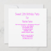 Invitation 13e fête d'anniversaire douce 13 ans points roses (Dos)