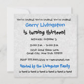 Invitation 13e fête d'anniversaire moderne Noir et couleur Nu (Dos)