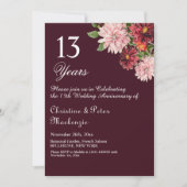 Invitation 13e Mariage de dentelle Anniversaire de Bourgogne (Devant)