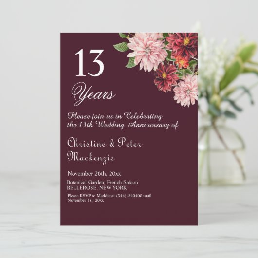 Invitation 13e Mariage de dentelle Anniversaire de Bourgogne (Debout devant)