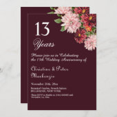 Invitation 13e Mariage de dentelle Anniversaire de Bourgogne (Devant / Derrière)