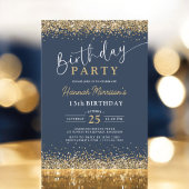 Invitation 13e Parties scintillant d'or bleu marine n'importe