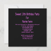 Invitation 13e Sweet 13 Anniversaire Billets Fun (Dos)
