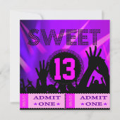 Invitation 13e Sweet 13 Anniversaire Billets Fun (Devant)
