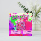 Invitation 13e Sweet 13 Anniversaire Billets Fun (Debout devant)
