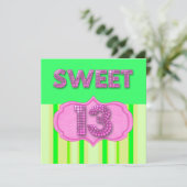 Invitation 13e Sweet 13 Anniversaire Fête Pink Lime Moderne (Debout devant)