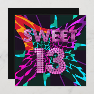 Invitation 13e Sweet 13 Anniversaire Poster de animal mixte