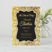 Invitation 13ème anniversaire en noir et or (Debout devant)