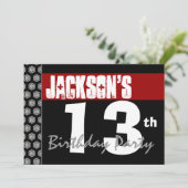 Invitation 13ème Anniversaire moderne pour le noir blanc (Debout devant)