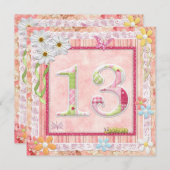 Invitation 13ème anniversaire style scrapbooking (Devant / Derrière)