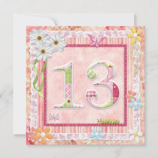 Invitation 13ème anniversaire style scrapbooking (Devant)