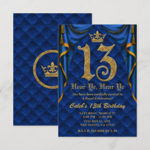 Invitation 13ÈME Fête d'anniversaire 13 ans Couronne royale b