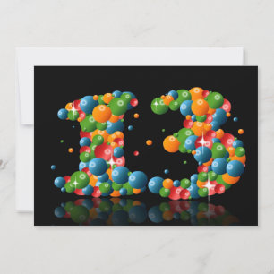 Invitation 13ème Fête d'anniversaire, avec des bulles et des