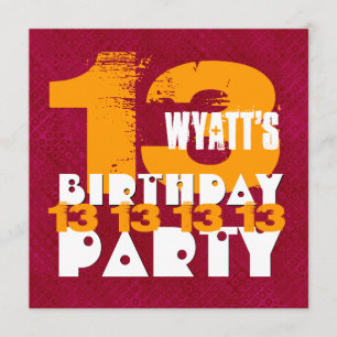 Invitation 13ème Grunge an Z13A de la fête d'anniversaire 13