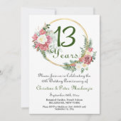Invitation 13ème Mariage de dentelle Anniversaire Rose Gold F (Devant)