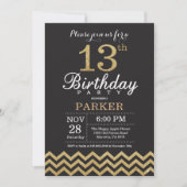 Invitation 13ème Noir d'invitation d'anniversaire et parties (Devant)