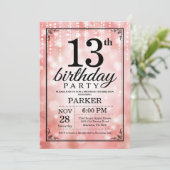 Invitation 13ème Parties scintillantes de rose d'invitation (Debout devant)