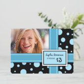 Invitation 13ème Points de noir bleu d'invitation de fête (Debout devant)