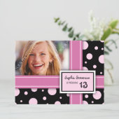 Invitation 13ème Points de noir de rose d'invitation de fête (Debout devant)