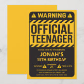 Invitation 13th Birthday Party Teenage Boy (Devant / Derrière)