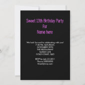 Invitation 13th Sweet 13 Anniversaire Party Billets d'entrée (Dos)